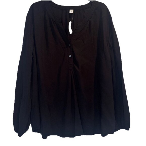 Old Navy Womens Black Rayon Popover V-Neck Long Sleeve Blouse Top Sz XXL NEW - Picture 1 of 10